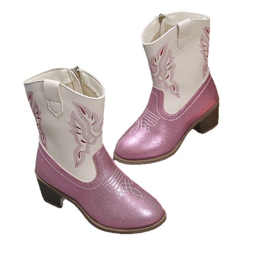 Children's Winter Princess Girl Boots, Insulated and Felted, Western Style New Long Boots with Embroidery