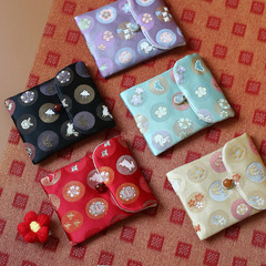 Rabbit flower brocade gift gold cloth bag and style play bag jewelry storage bag flip wallet fabric art