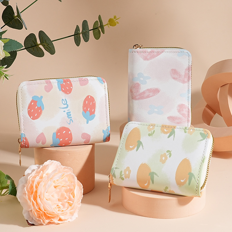 Nuevo lindo viento bolsa de tarjetas de cremallera bolsa de tarjetas para mujeres cartón de dibujos animados tarjeta bancaria bolsa de cambio de tarjeta de crédito