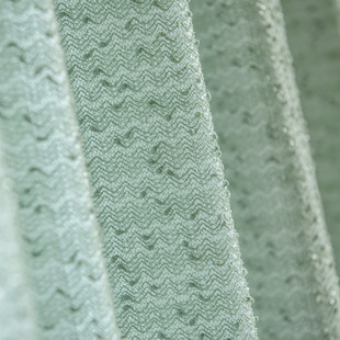 French Light Luxury Small Chanel Green Gauze Curtain Living Room Bedroom Balcony Transparent Window Screen Curtain Finished Product Wholesale