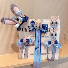 兔子警官儿童发饰动物城朱迪兔耳蝴蝶结飘带发夹可爱女孩不伤发