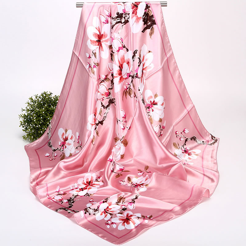 Fashionable Luxurious 90 Cm Imitation Silk Scarf Women's Simple Square Multi-Functional Shawl/scarf For All Seasons_voghion.com