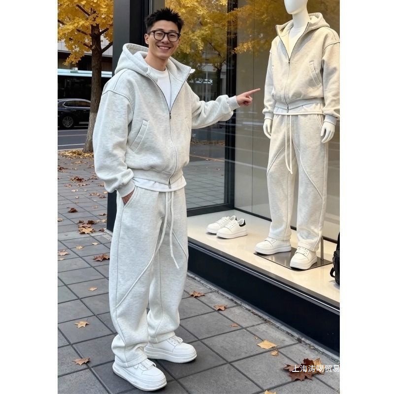 2025 Autumn and Winter New Couple Casual Suit Sweatshirt Sweatpants Hooded Jacket Men's Sportswear Suit Ready for Sale