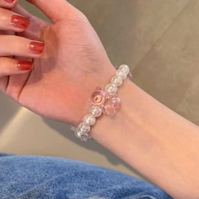 可以當手鏈的發繩~可愛小熊水晶珠子發圈ins少女心發飾日韓頭繩潮