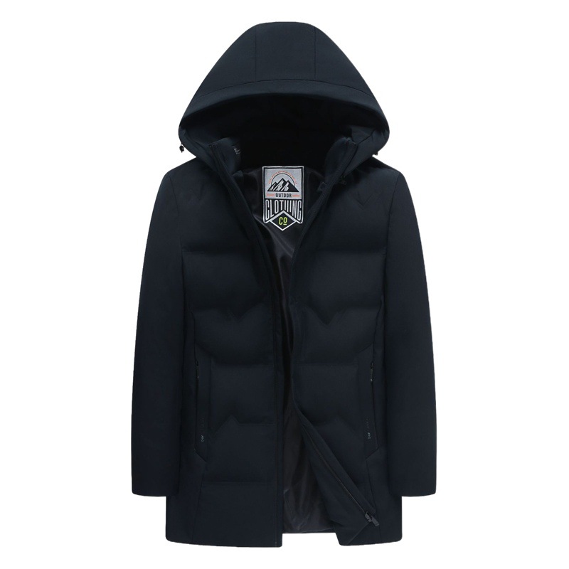 冬用ダウンメンズ服、お父さんの冬服、新作中年男性用裏起毛厚手ダウンコットンジャケット