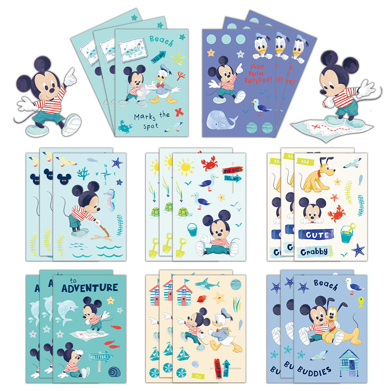 8 Pcs Cartoon Mini Mickey Mouse Mickey's Wonderful Travel Collage Phone Case Laptop Tablet Stickers