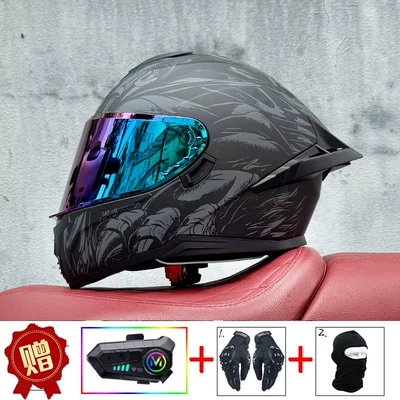 Helmet for Men and Women, Bluetooth: Motosiklet kaskı (dəbilqə) - winged-color-mirror-y10-soft-mic-comes-with-a-clear-mirror-s