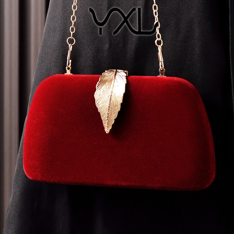Nuevo comercio exterior transfronterizo bolsa de cena de terciopelo hoja bolso de mujer bolso cheongsam bolso de mano celebridad bolso de fiesta de terciopelo
