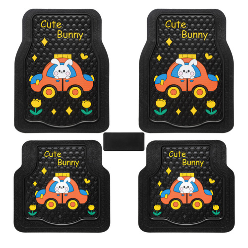 Universal Peel-and-Stick Rubber Car Mat for Cars, Cartoon Patterned, Sliding Resistant, Durable, and Cuttable