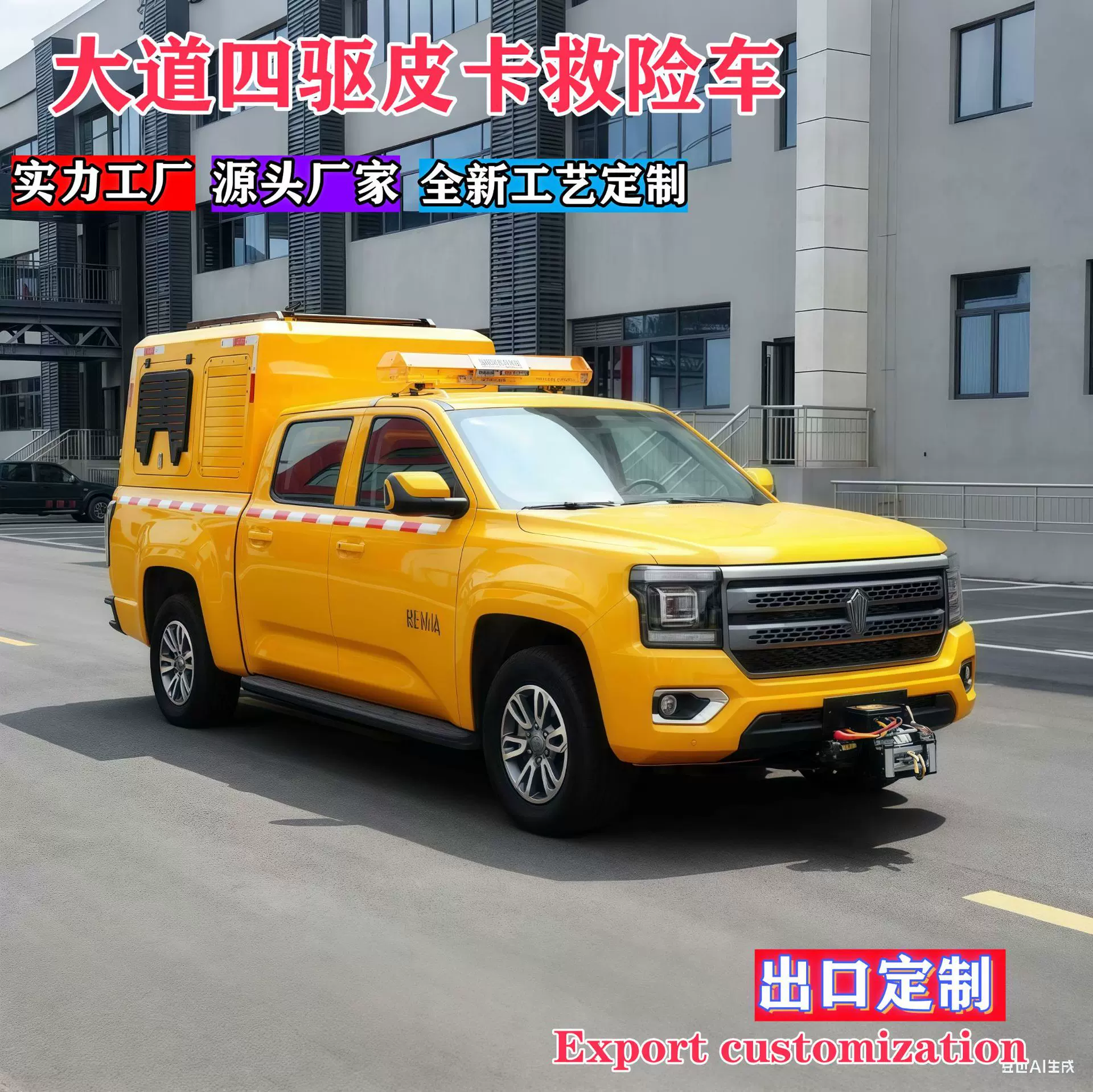 四驱皮卡抢险救援车 电力抢修发电供电照明排水排涝工程救险车