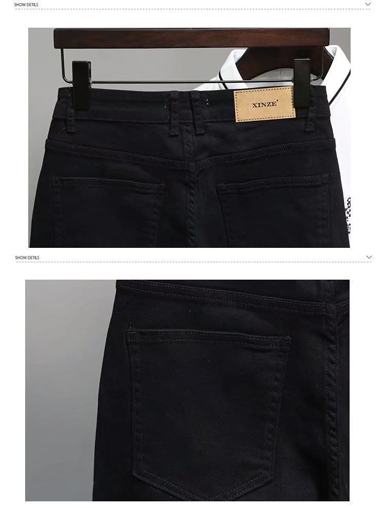Summer Denim Shorts For Men Trendy High End Retro Casual Distressed Wash Slim Fit Five Point_mkmklike.com