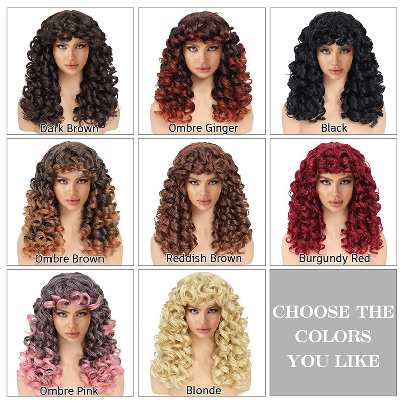 Foreign Trade New Product European and American Small Curly Women's Wig Chemical Fiber High Temperature Silk Rose Net African Small Curly Hair Hood Foreign Trade New Product European and American Small Curly Women's Wig Chemical Fiber High Temperature Silk Rose Net African Small Curly Hair Hood