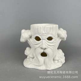 跨境万圣节鬼头陶瓷蜡烛香精炉香薰炉创意家居摆设