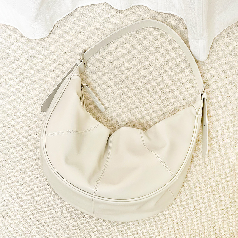 Genuine Leather Women's Cloud Bag, Niche Design Underarm Bag, High-End Large Capacity Crossbody Bag, Versatile - Thumbnail 7
