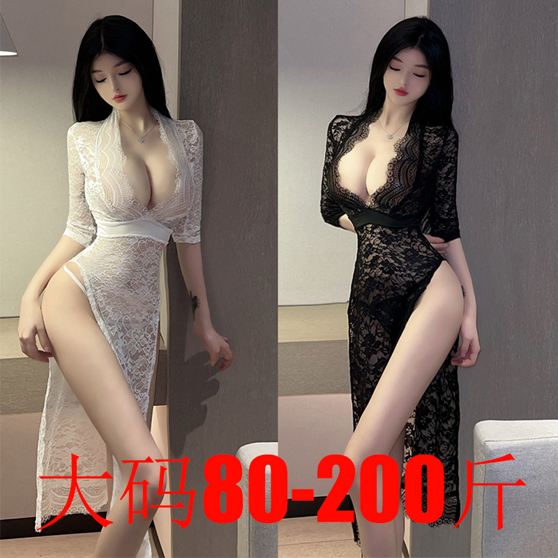 Plus Size 100kg Sexy Lingerie Sexy Women's Lace Pajamas Passionate See-Through Outfit Hot Slit Uniform Temptation Plus Size 100kg Sexy Lingerie Sexy Women's Lace Pajamas Passionate See-Through Outfit Hot Slit Uniform Temptation