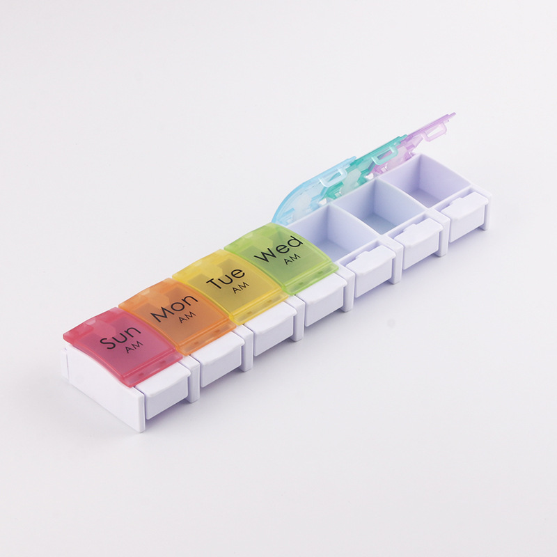 Factory direct sales Amazon hot colorful spring medicine box plastic week medicine box 7 days
