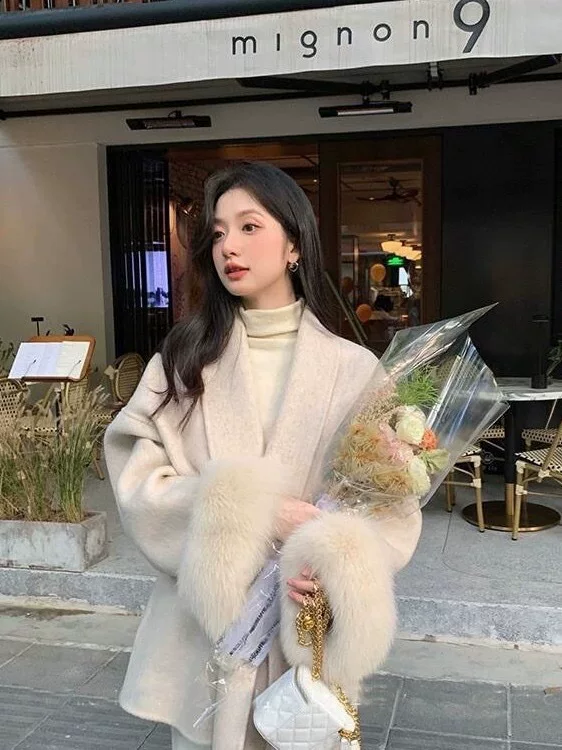 Двустороннее шерстяное длинное съемное пальто, до середины бедра, для подростков