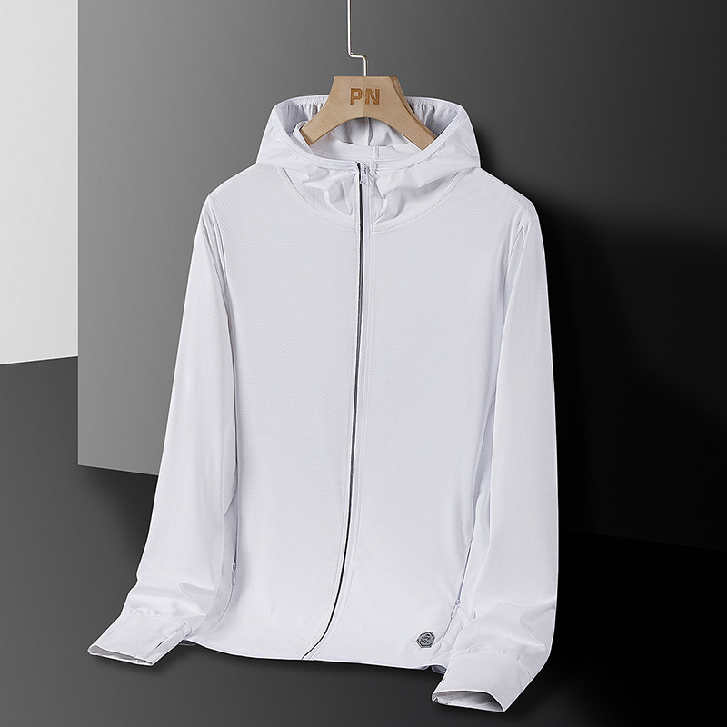Ropa de protección solar de hombre chaqueta delgada de verano camiseta de piel de hielo al aire libre ventilada anti-UV ropa de protección solar para hombre