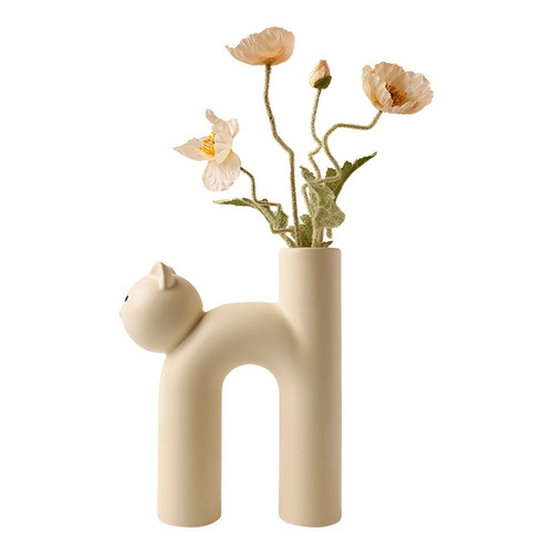 Beihanmei Nordic style cute cat vase decoration living room flower arrangement home decoration Amazon cross-border hot sale