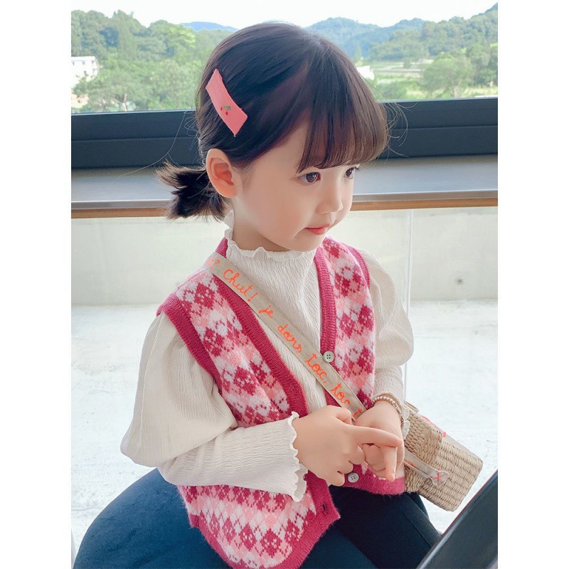 Niñas suéter chaleco 2023 primavera y otoño nuevo estilo occidental de los niños punto bebé retro jacquard cardigan top