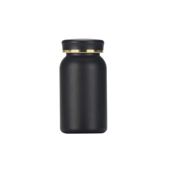 Food grade PET capsule packaging bottle 200ml black matte high grade health granule tablet plastic bottle manufacturer