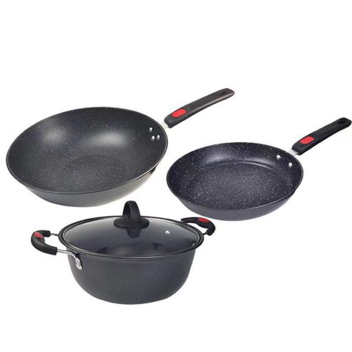 Set of 3 Cookware: Happy Gift Maifanshi Non-stick Cookware Gift Box Set - Wok, Skillet, and Soup Pot Gift Set