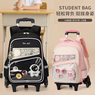 Comic Pain Bag for Girls and Students, Versatile Single Shoulder Handheld Crossbody Bag, Jk Transparent School Bag with Trolley for Boys