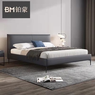Итальянская минималистская кровать современная простая кожаная кровать легкая роскошная двуспальная кровать 1,8 м главная спальня скандинавская свадебная кровать