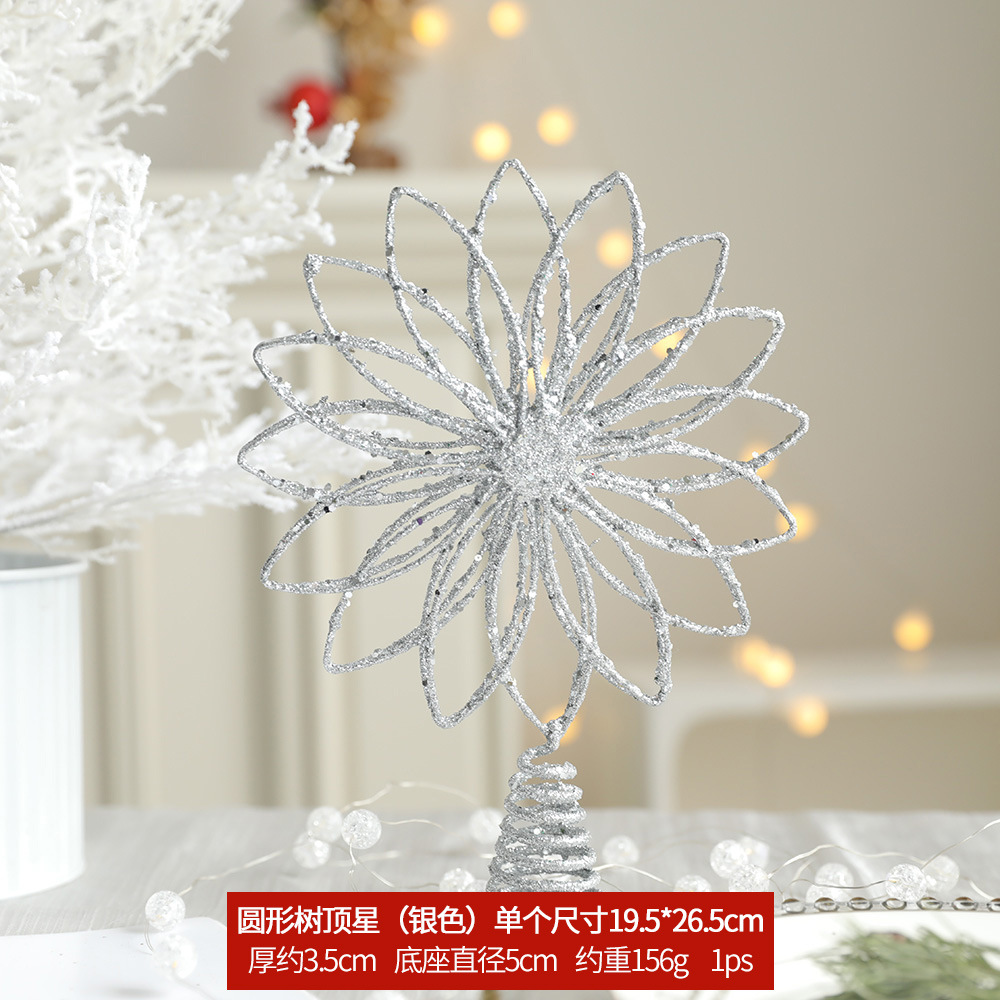Estrella superior del árbol redondo de plata