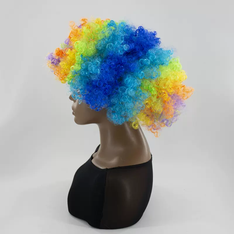 万圣节假发表演道具搞笑小丑假发短卷发彩色爆炸头搞怪蓬松假发
