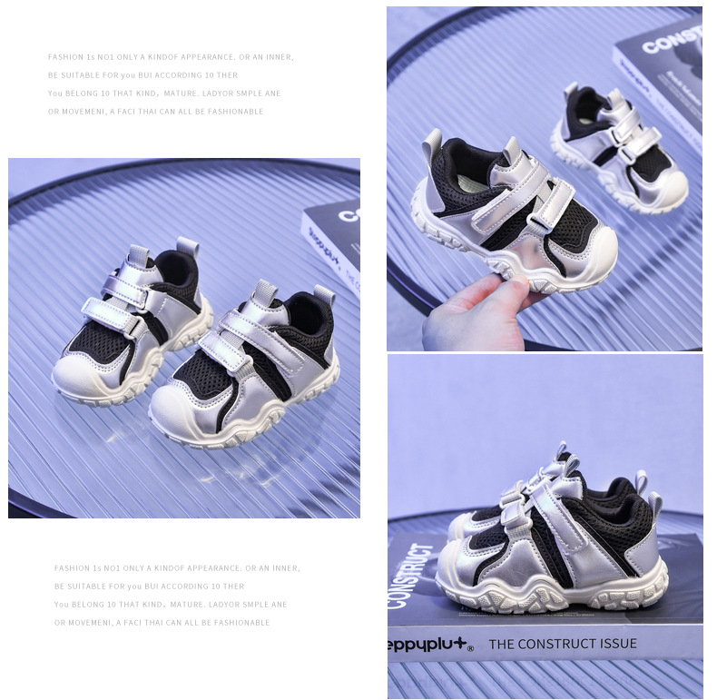 Chunky sneakers för barn luftig mesh med halkfri sula_voghion.com