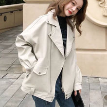 加厚机车皮衣女2025秋冬新款韩版BF宽松PU加棉衣夹克学院风短外套