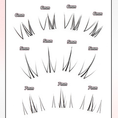 玉睫雅姿懶人小野貓媽生感下睫毛小火苗透明梗自然單簇混裝下睫毛