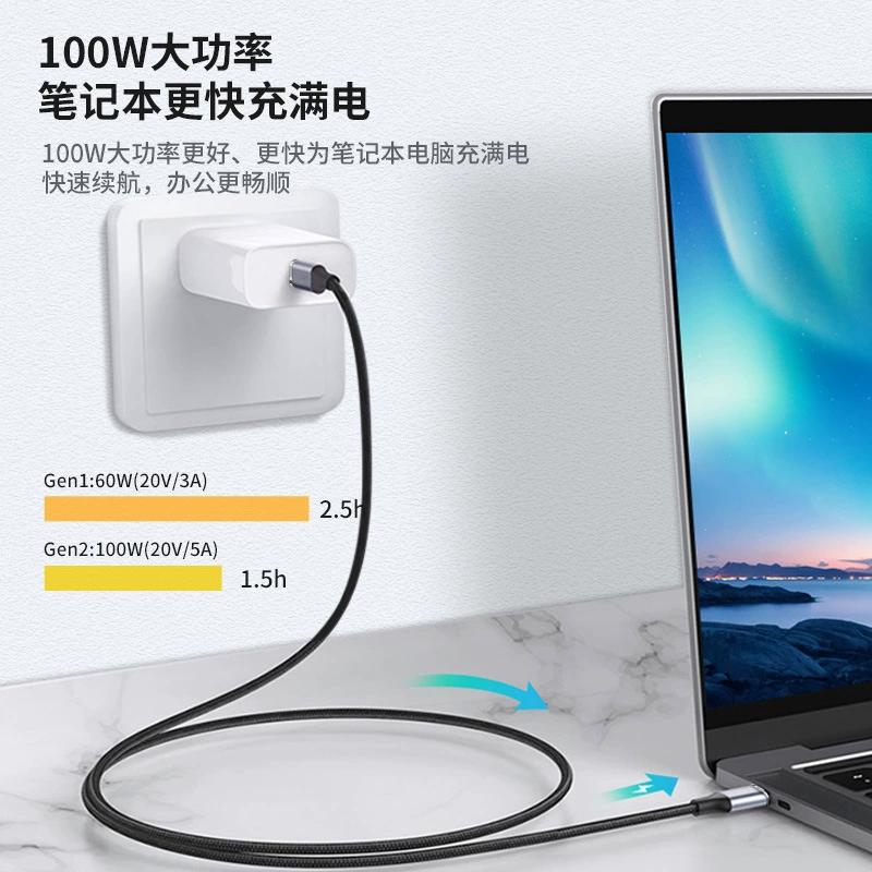 Ультрашустрый 100W PD быстрая зарядка USB3.1 Gen2 двойная головка Type-C с чипом E-Maker UC-064-SL