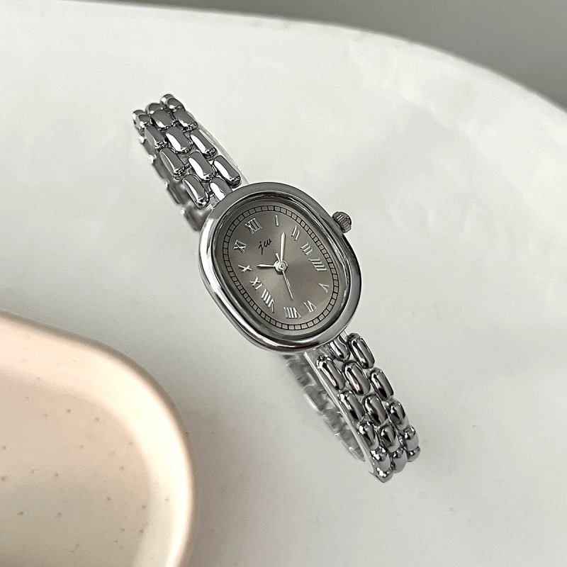 Authentic Jingwei Small Exquisite Oval Retro Women's Watch Casual Retro Roman Alloy Bracelet Quartz Watch