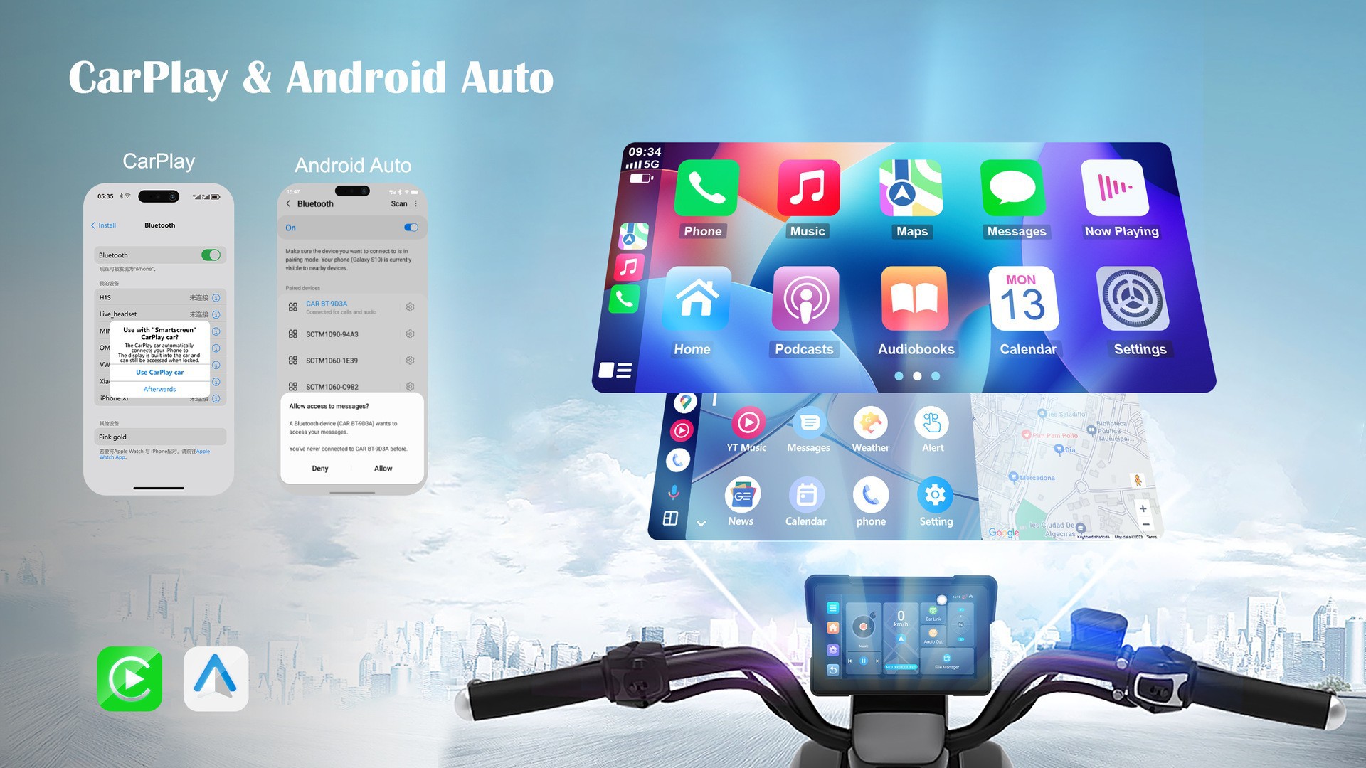 Cross-Border 7inch Motorcycle Navigation System Wireless Carplay Waterproof Motorcycle Dashcam Wholesale