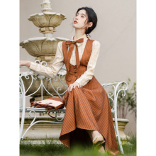 2025新款旗袍女高级感改良新中式连衣裙秋季新款 英伦复古套装 竖