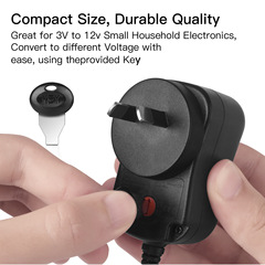 Cross-border hot selling power supply 3-12V adjustable voltage multi-function adapter 12W positive and negative switching power supply