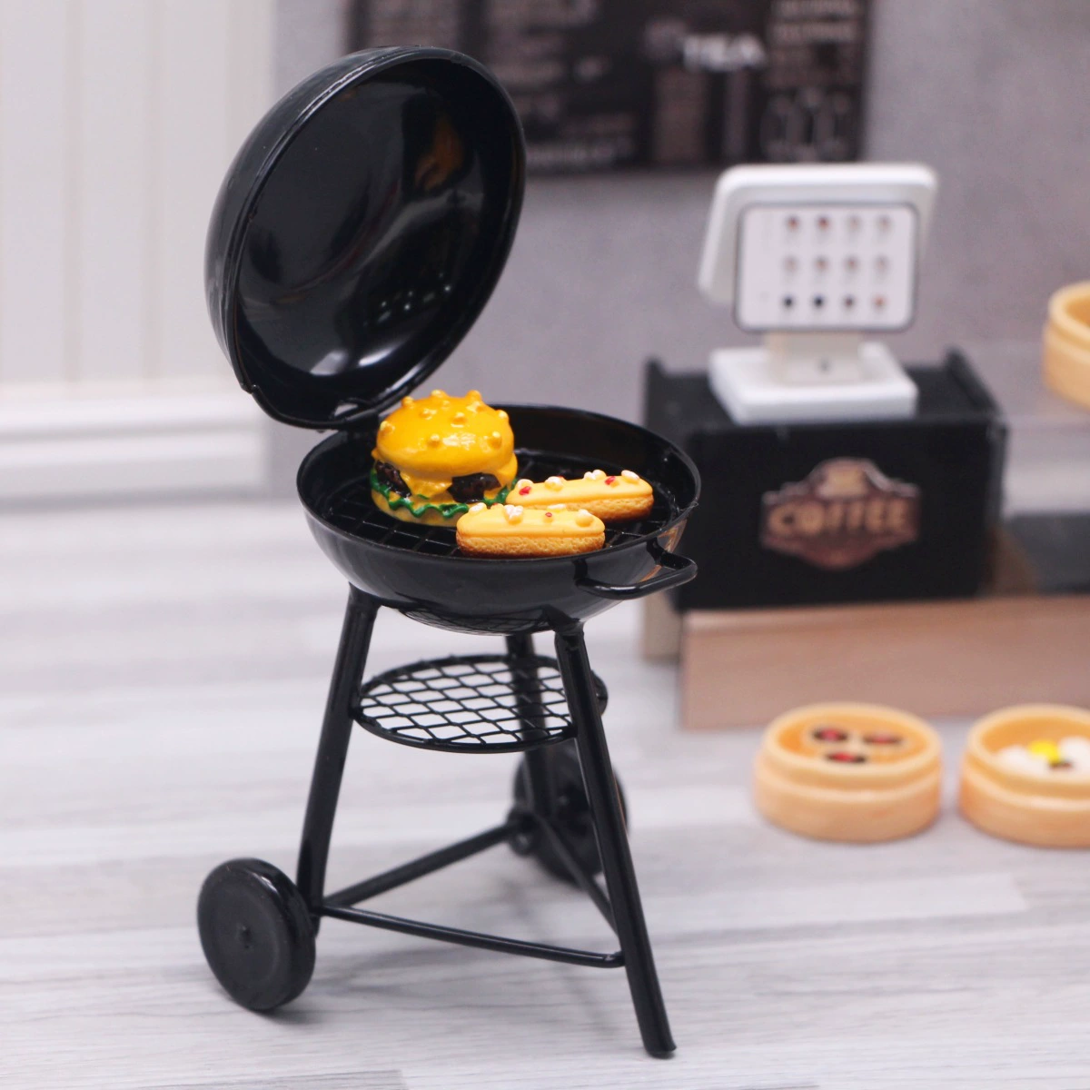 Small black travel realistic doll house