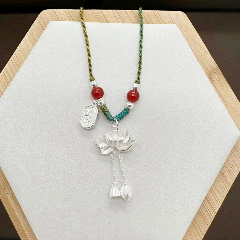 Silver bracelet, necklace with tassels, pendant, chain for key bag , 925 sample silver, high-quality style