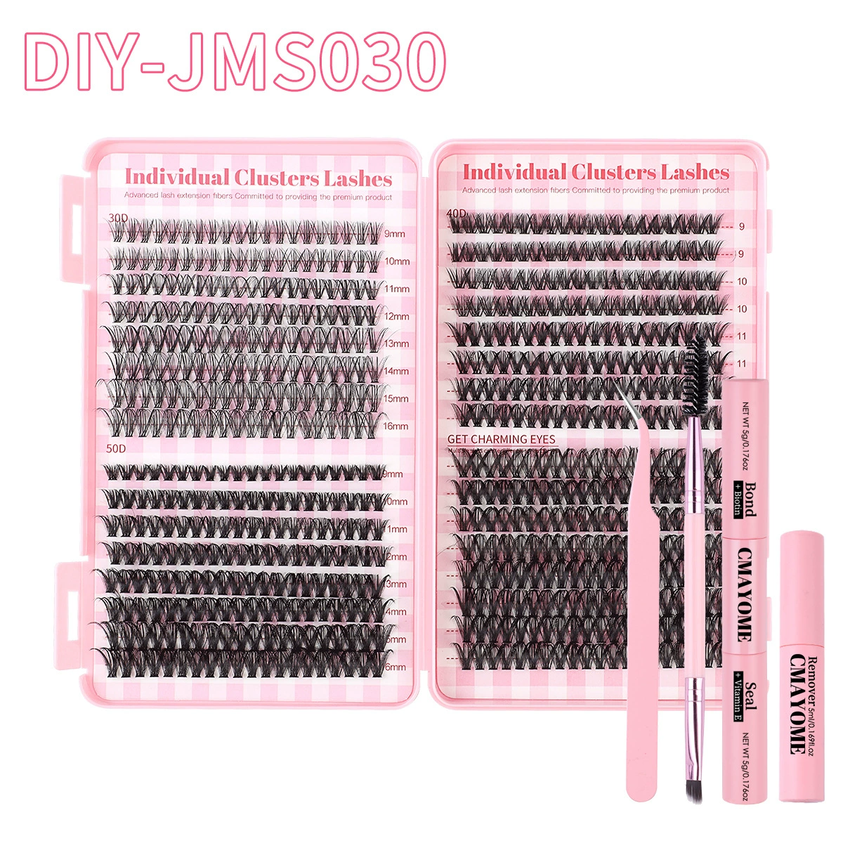 Наборы пучковых накладных ресниц mixed dense DIY, 40/32/отдельные пучки, 640 шт., 0.017 кг