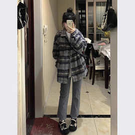官图【原版粗呢面料复合网布】春秋季2024新款爆款棒球服格子女外