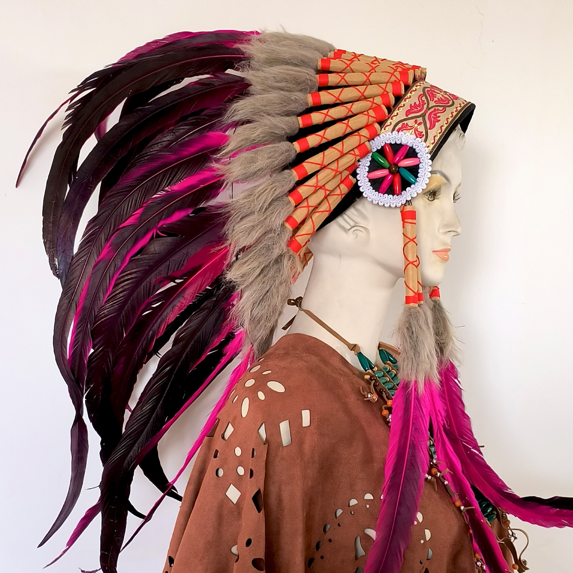 Tocado indio diadema tocado de plumas salvaje jefe accesorios para el cabello desgaste de la cabeza rendimiento etapa fotografía accesorios de pasarela