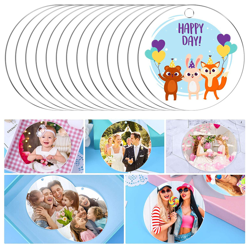 Llavero de acrílico embrión decoración oblea de acrílico transparente DIY artesanía colgante hecho a mano 30 piezas conjunto