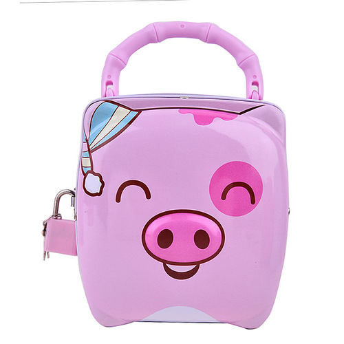 New Year's Eve Portable Piggy Bank Cartoon Lockable Piggy Bank Children's Gift Creative Ornaments Wholesale