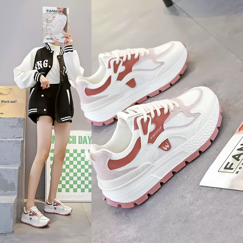 显脚小老爹鞋女2025春季新款炸街增高百搭休闲运动阿甘鞋AD8802-1