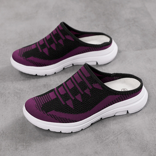 2024 summer women's outdoor half-mug casual outdoor shoes cross-border beach lazy slip-on breathable mesh shoes