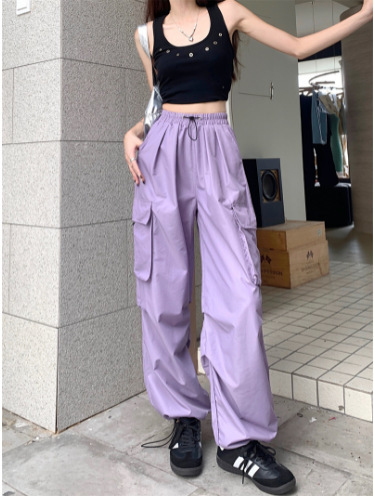 ナイロン速乾工装ズボン女性夏の新型アメリカ式パラシュートズボン|undefined