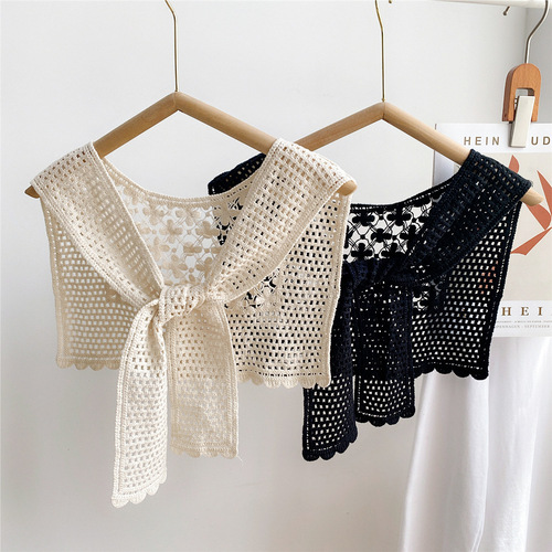New knitted hollow crochet lace outer shawl summer fake collar versatile shoulder collar lace spring and autumn