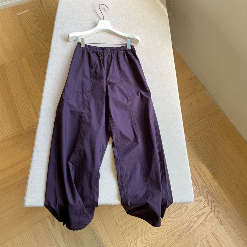 2026 Summer Japanese-Style Lazy Casual Pants with a Loose Straight Fit, Elastic Waist, and a Light Crepe Texture